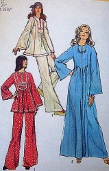6044 SIMPLICITY 1973 CAFTAN 2 LENGTHS, 1 PC FLARE PANTS PATTERN 10, 12, 14 CHOICE